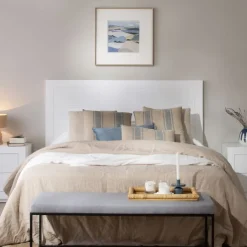 Sisal Tête de lit en bois laqué blanc pour lit de 150 et 160^Banak