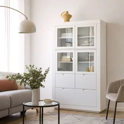 Sisal Vitrine en bois laqué blanc^Banak Outlet