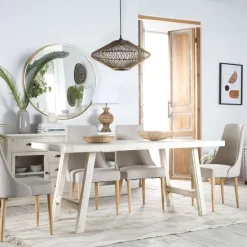 Soho Mesa de comedor rectangular de madera color blanco decay^Banak