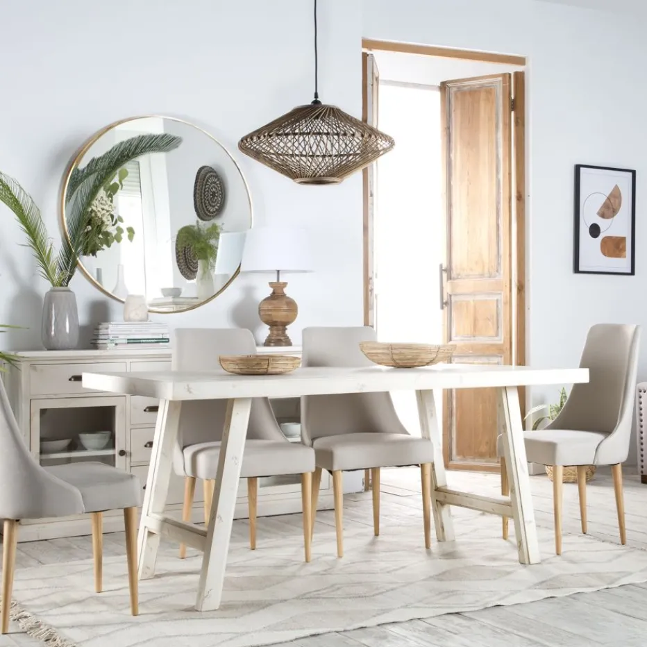 Soho Mesa de comedor rectangular de madera color blanco decay^Banak