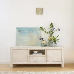 Soho Meuble tv en bois massif en blanc decay^Banak Discount