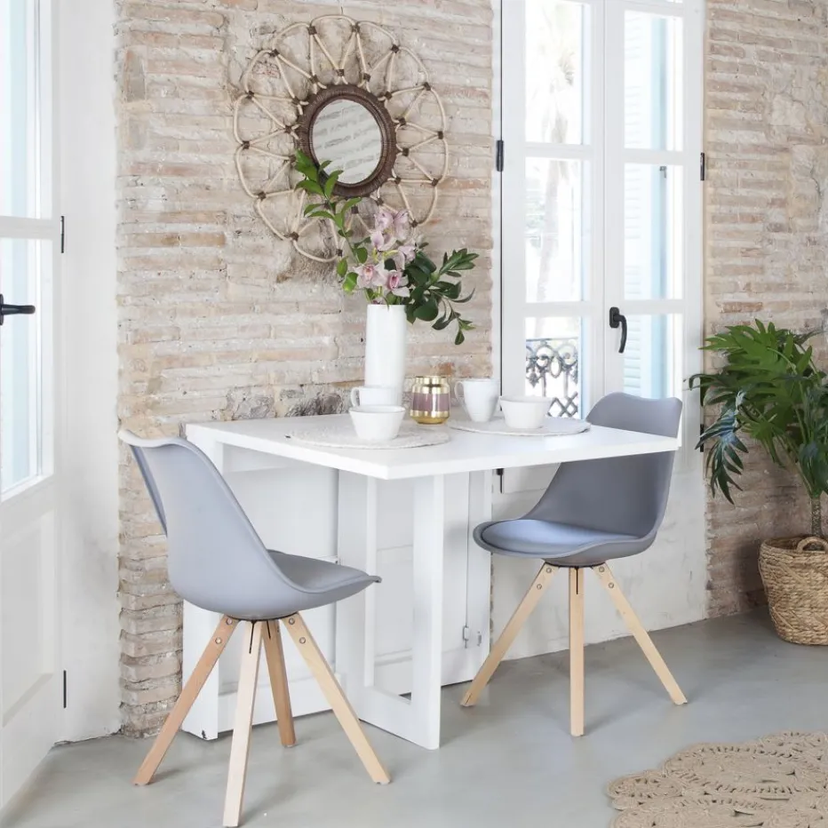Tan Table à manger pliante rectangulaire tan 88/160 en bois laqué blanc^Banak Sale