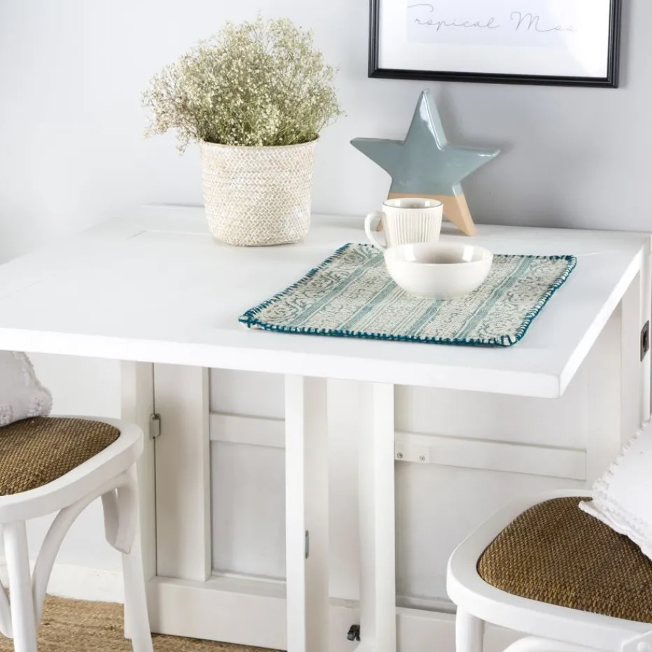 Tan Table à manger pliante rectangulaire tan 88/160 en bois laqué blanc^Banak Sale