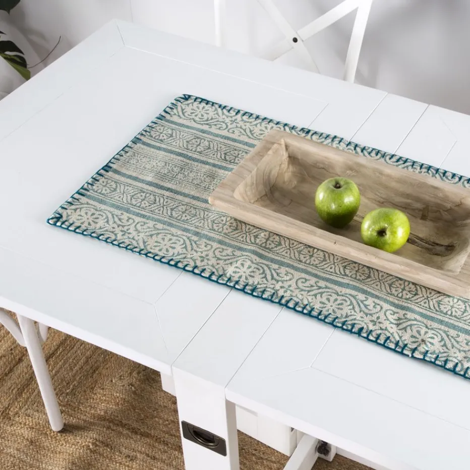Tan Table à manger pliante rectangulaire tan 88/160 en bois laqué blanc^Banak Sale