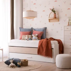 Teo Lit superposé avec rangement blanc mat et naturel duna pour matelas de 90^Banak New