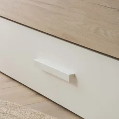 Teo Lit superposé avec rangement blanc mat et naturel duna pour matelas de 90^Banak New
