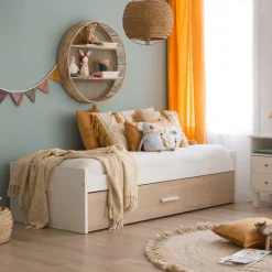 Teo Lit superposé blanc mat et naturel duna pour matelas de 90x190^Banak Sale
