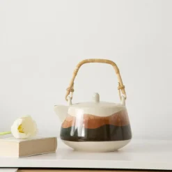 Théière Avec rangée de feuilles douces ter+vert 1,3l porcelaine^Banak
