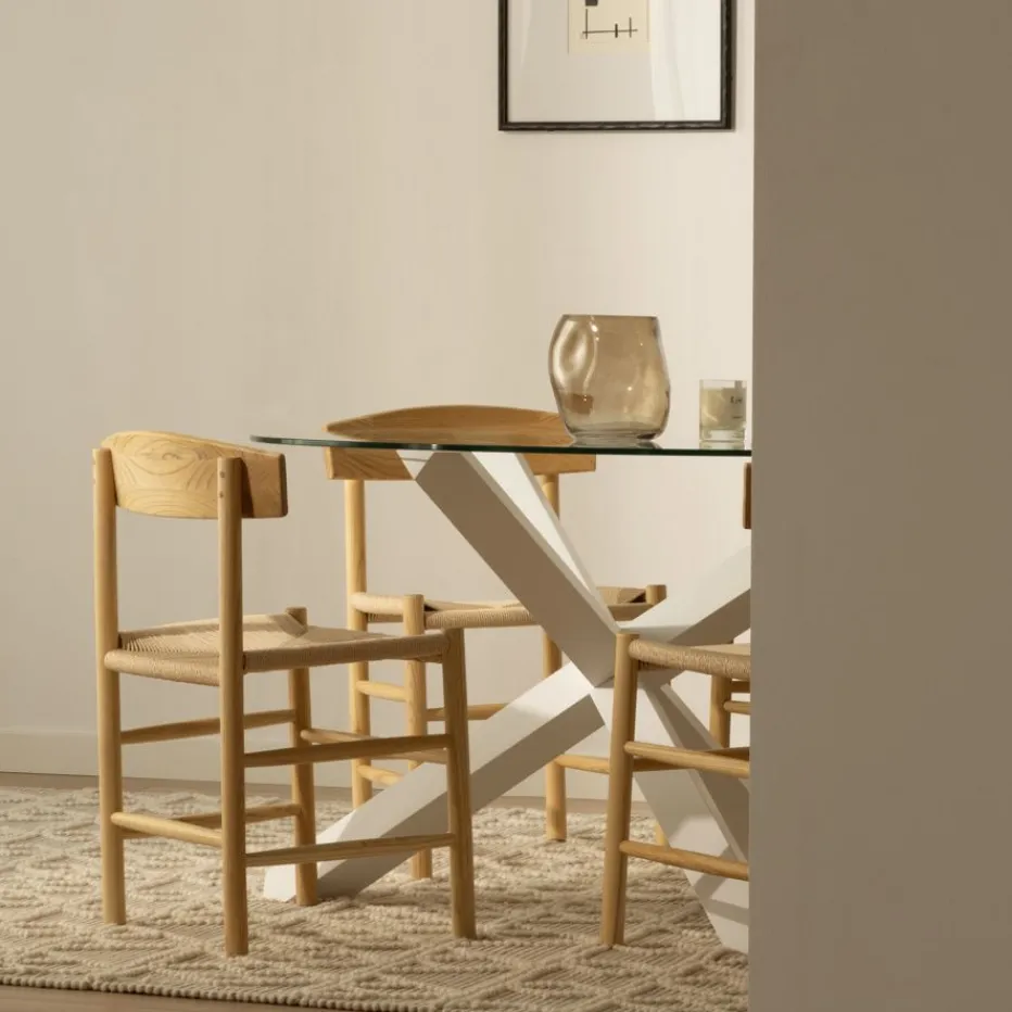 Tisen Chaise en bois massif et rotin naturel^Banak