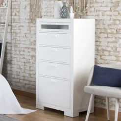 Tribeca Chiffonnier avec un chaussure en bois laqué en blanc^Banak Hot