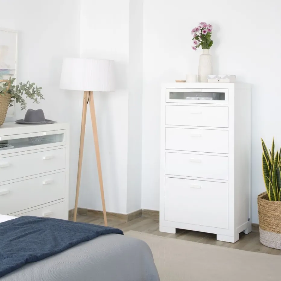 Tribeca Chiffonnier avec un chaussure en bois laqué en blanc^Banak Hot