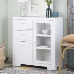 Tribeca Meuble d'entrée étroit en bois laqué blanc^Banak