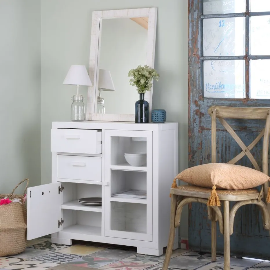 Tribeca Meuble d'entrée étroit en bois laqué blanc^Banak
