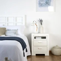 Tribeca Table de chevet en bois laqué blanc^Banak Best