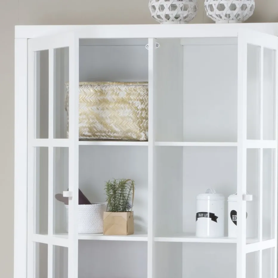 Tribeca Vitrine en bois laqué blanc^Banak Outlet