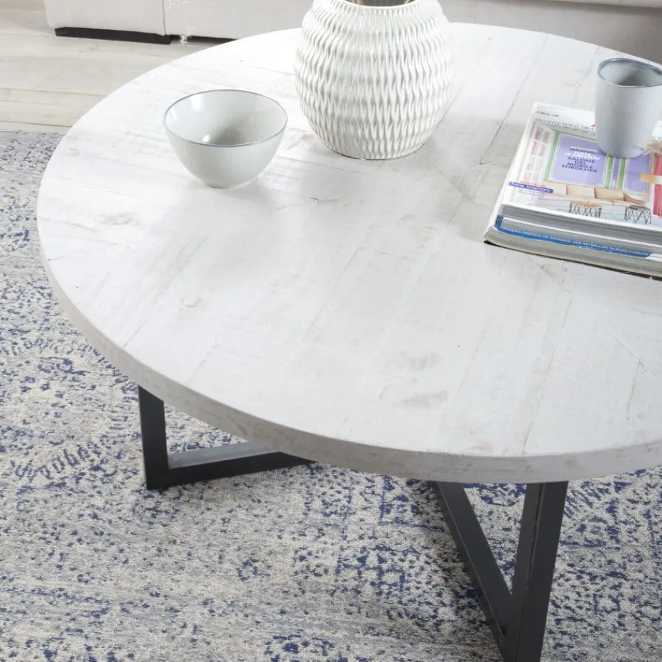 Vera Table basse ronde en bois massif et métal^Banak New