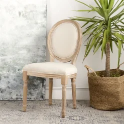 Victoria Chaise en bois massif de bouleau rembourrée en beige^Banak Discount