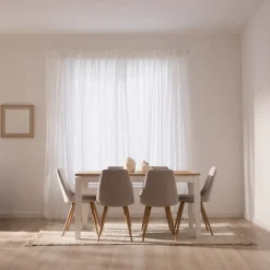 Vilna Table à manger extensible rectangulaire 150/200 en bois massif blanc et naturel^Banak Clearance