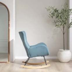 Vinci Fauteuil à bascule vert avec pieds en bois^Banak Hot