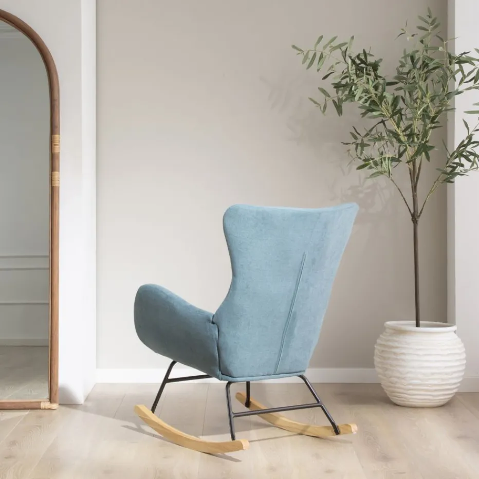 Vinci Fauteuil à bascule vert avec pieds en bois^Banak Hot