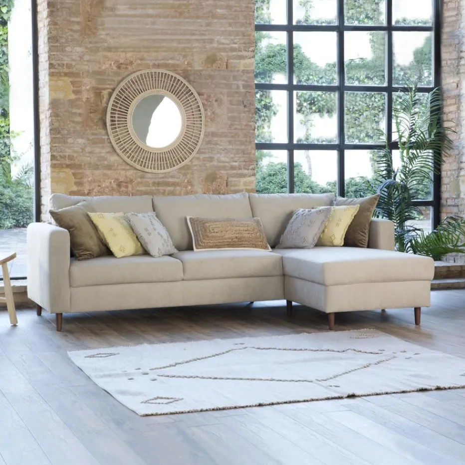 Vinson Canapé d'angle réversible 3 places beige^Banak Discount