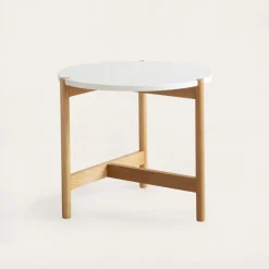 Vitele Table basse 50 en laqué blanc et naturel^Banak Online