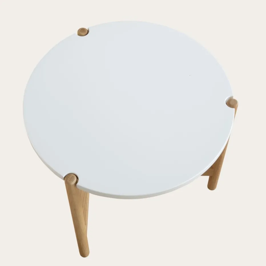 Vitele Table basse 50 en laqué blanc et naturel^Banak Online