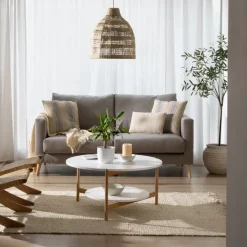 Vitele Table basse 90x90 laquée blanche et naturelle^Banak Discount