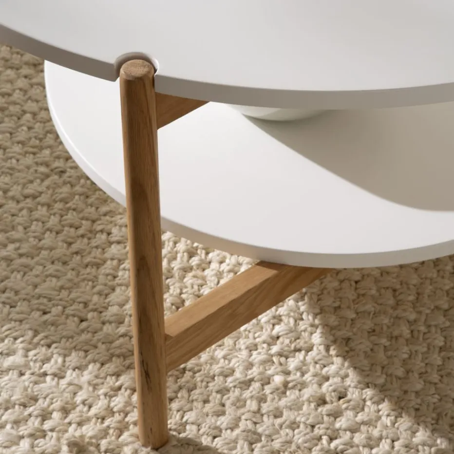 Vitele Table basse 90x90 laquée blanche et naturelle^Banak Discount