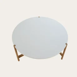 Vitele Table basse 90x90 laquée blanche et naturelle^Banak Discount