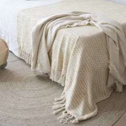 Ynsa Plaid en coton acrylique jaune^Banak Online